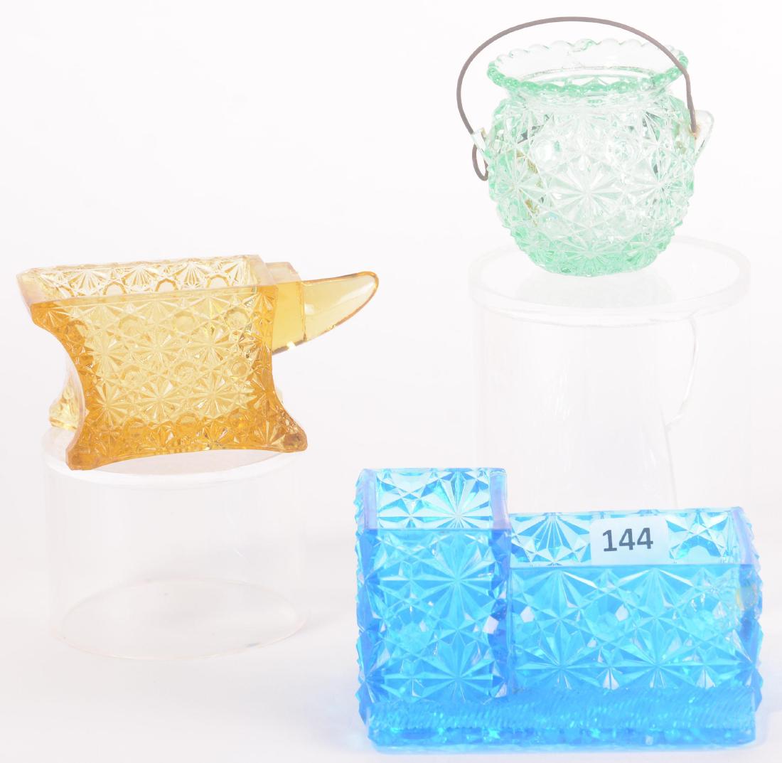 (3) Figural Button & Daisy Pattern Glass Items (1 of 4)