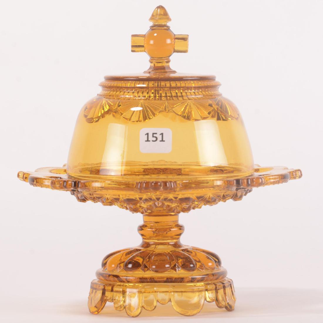 Pedestal Pattern Glass Butterdish - 8.5" X 8" (1 of 4)