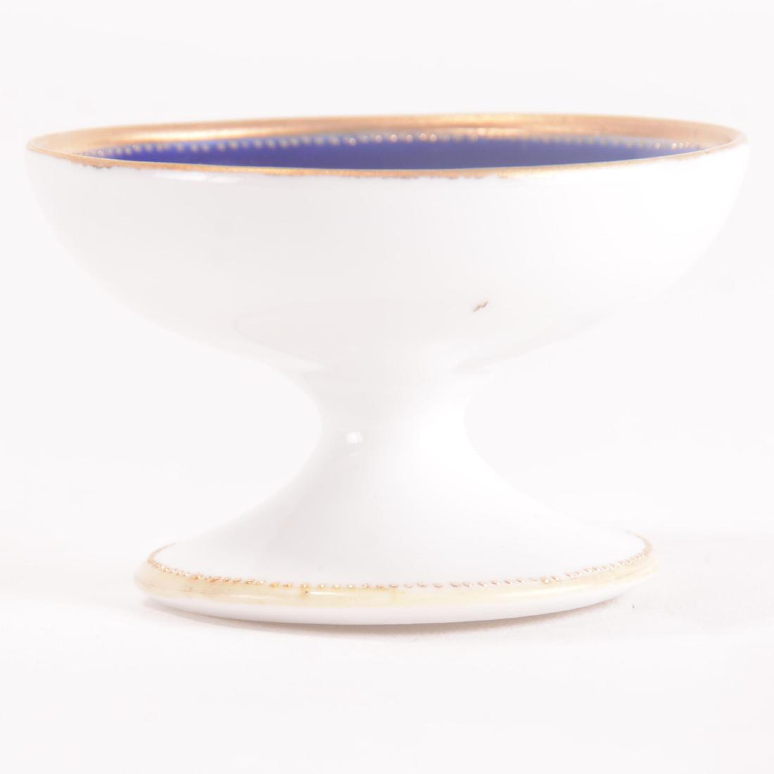 Salt Dip - Nippon - Pedestal - 1.5" X 2.5": Salt Dip - Nippon - Pedestal - 1.5" X 2.5" Sailboat Scenic Decor with Cobalt Blue Trim - Marked Nippon