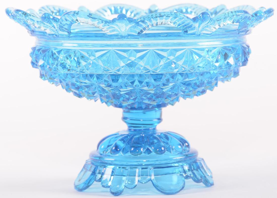 Compote - Blue Pattern Glass - 6.25" X 9" (1 of 3)