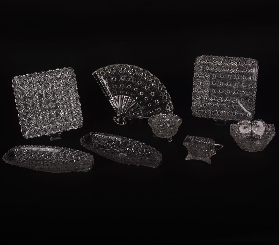 (8) Clear Button & Daisy Pattern Glass Items (1 of 7)