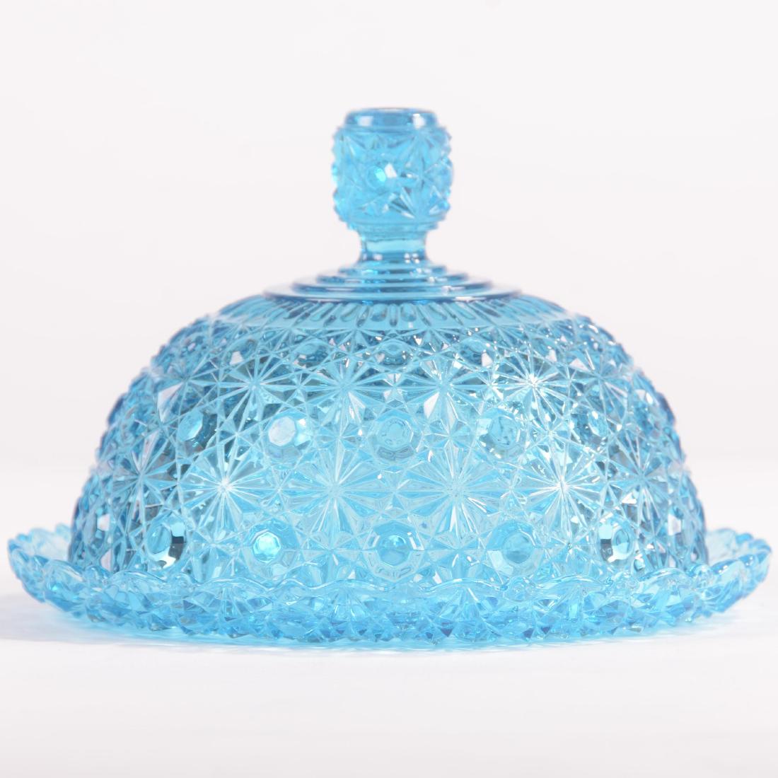 Butterdish - Blue Button & Daisy Glass - 4.5" X 7" (1 of 2)