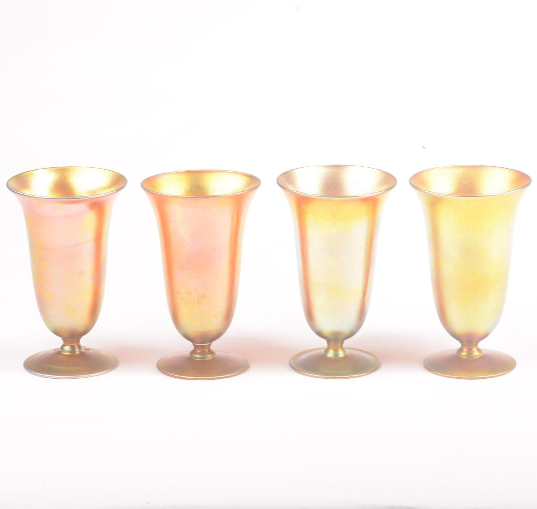(4) Signed Steuben Gold Aurene Parfaits - 4.5": (4) Signed Steuben Gold Aurene Parfaits - 4.5" Marked with "2772" - Nice Color
