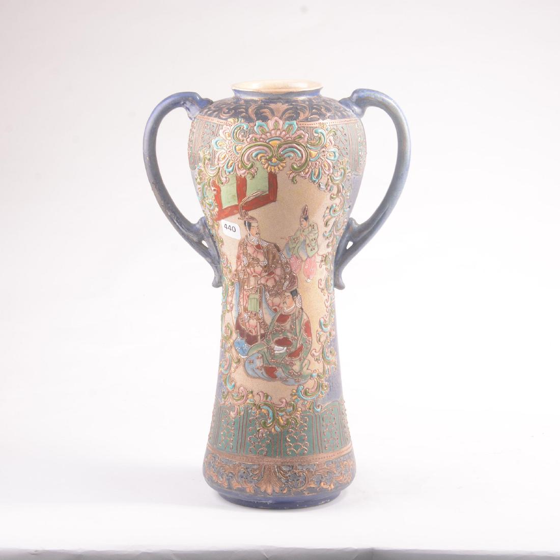 Two-Handled Vase - Nippon Style, Unmarked - 16" X 10" (1 of 3)