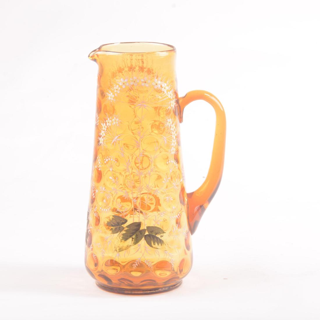 Pitcher - Amber Art Glass - 9.75" (1 of 2)