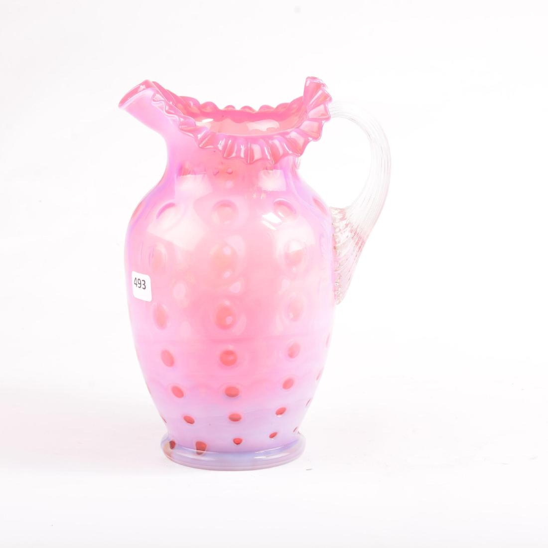 Pitcher - Cranberry Opalescent Art Glass - 10" (1 of 2)
