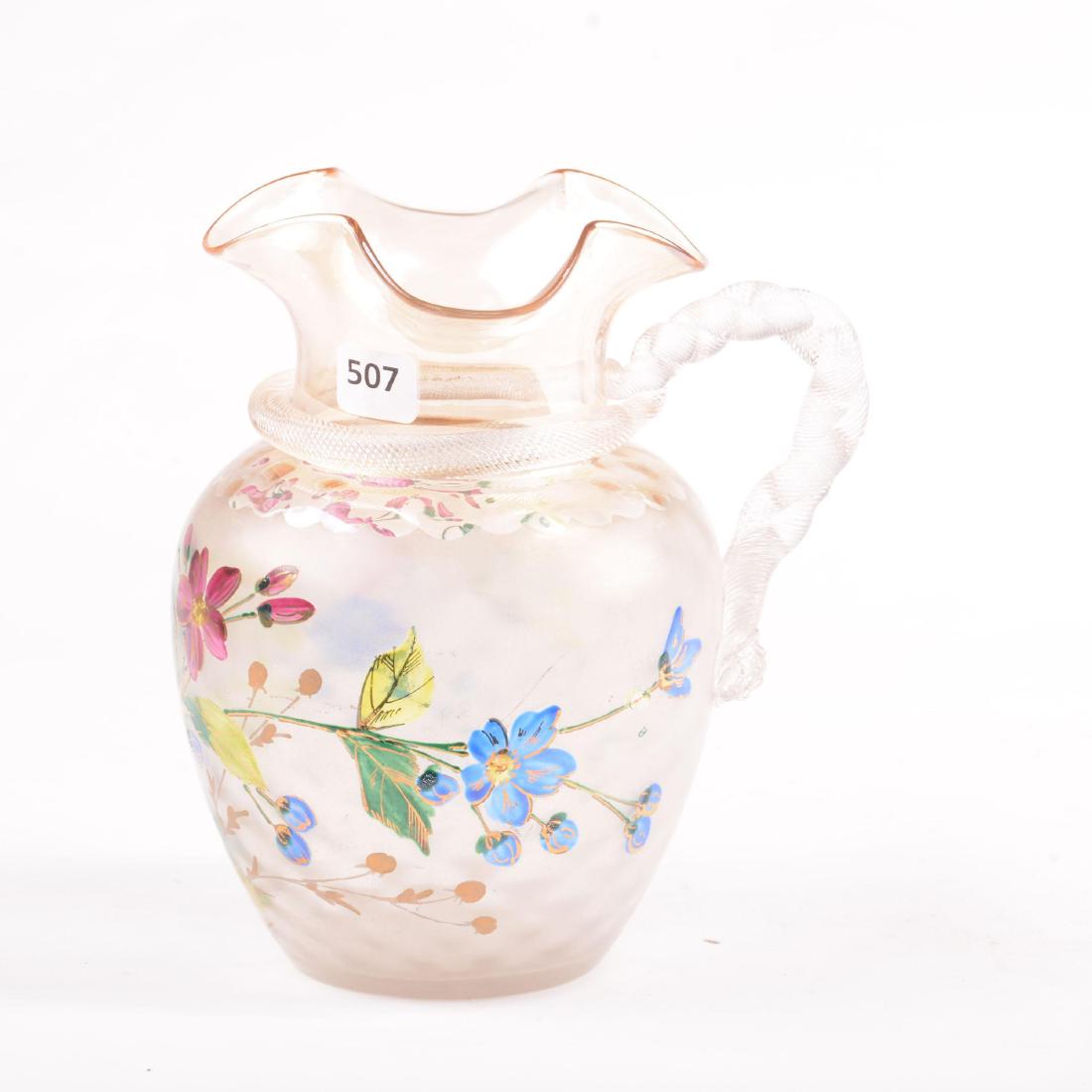 Pitcher - Colored Pomona Art Glass - 7.5" (1 of 2)