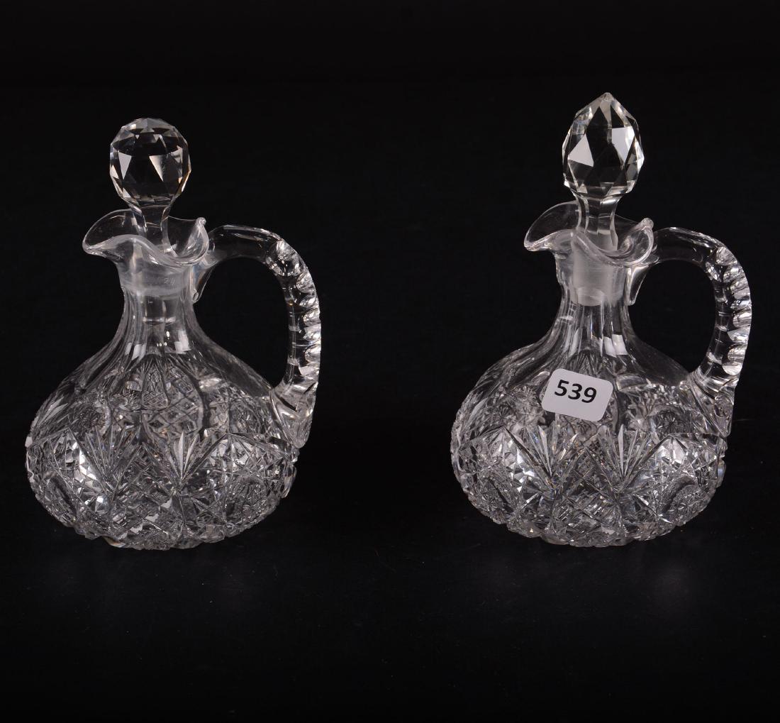 (2) Cruet Bottles - American Brilliant Cut Glass - 6" (1 of 2)
