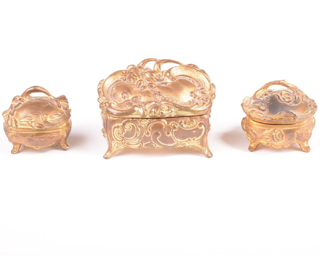 (3) Jewel Boxes - Gilt Metal Art Nouveau Style (1 of 4)