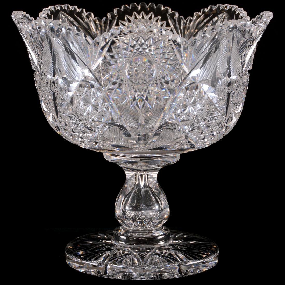 Petestal Bowl - American Brilliant Cut Glass - 9" X 9" (1 of 3)