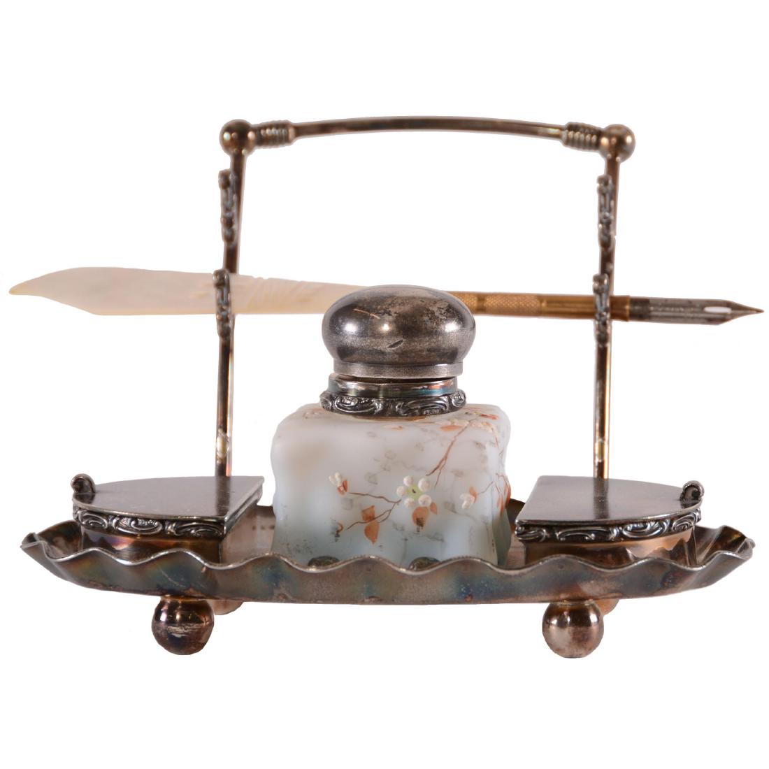 Ink Well & Stand - Unmarked Wave Crest - 3.75" X 6" (1 of 2)