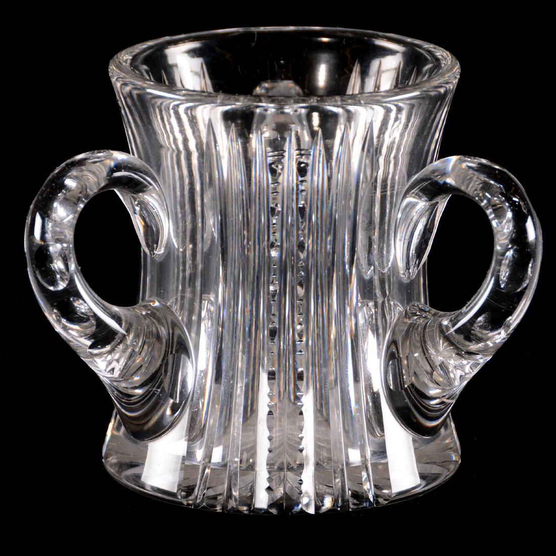 Loving Cup -American Brilliant Cut Glass - 3.5"X4.25": Loving Cup -American Brilliant Cut Glass - 3.5"X4.25" Prism Cut Body - Double Notched Handles - Ray Cut Base