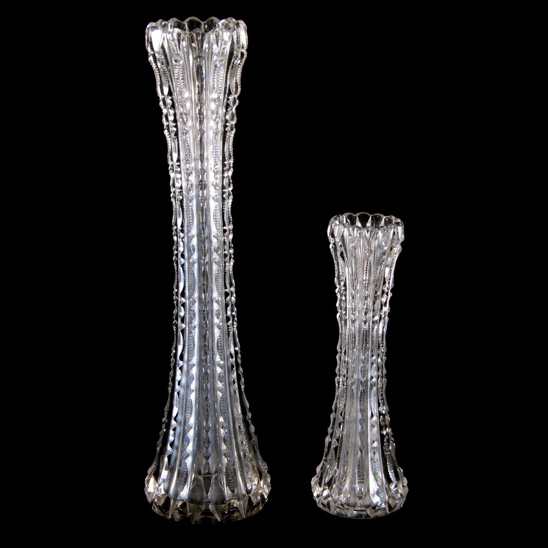 (2) Pillar Vases - American Brilliant Cut Glass (1 of 2)
