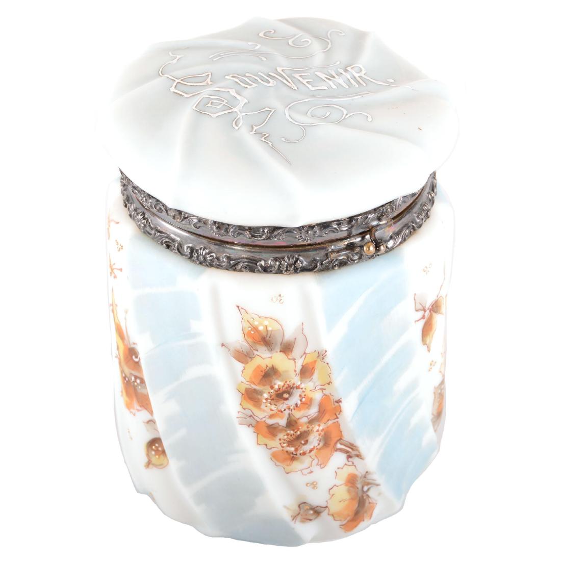 Souvenir" Cracker Jar- Unmarked Wave Crest -7.25"X5.5 (1 of 3)