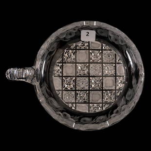 Handled Nappy - 6.25" - Avon Pattern by Hunt: Handled Nappy - 6.25" - Avon Pattern by Hunt Very Sharp Cutting - Quality Engraved Border - Double Notched Handle - ABCG