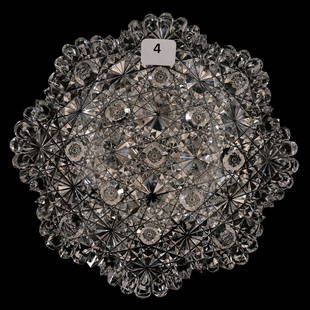 Plate - 7" - Signed Egginton Russian Pattern: Plate - 7" - Signed Egginton Russian Pattern Large Hobstar Cut Buttons - Nice Thick Blank - Well Done - Exactly as Featured in Rarities by Wiener & Lipowitz, Page 169 - ABCG