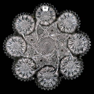 Round Tray - 13.5" - Signed Libbey Lenox Pattern: Round Tray - 13.5" - Signed Libbey Lenox Pattern (AKA Comet) - Heavy Blank - ABCG - One Tooth with Small Chip on Tip