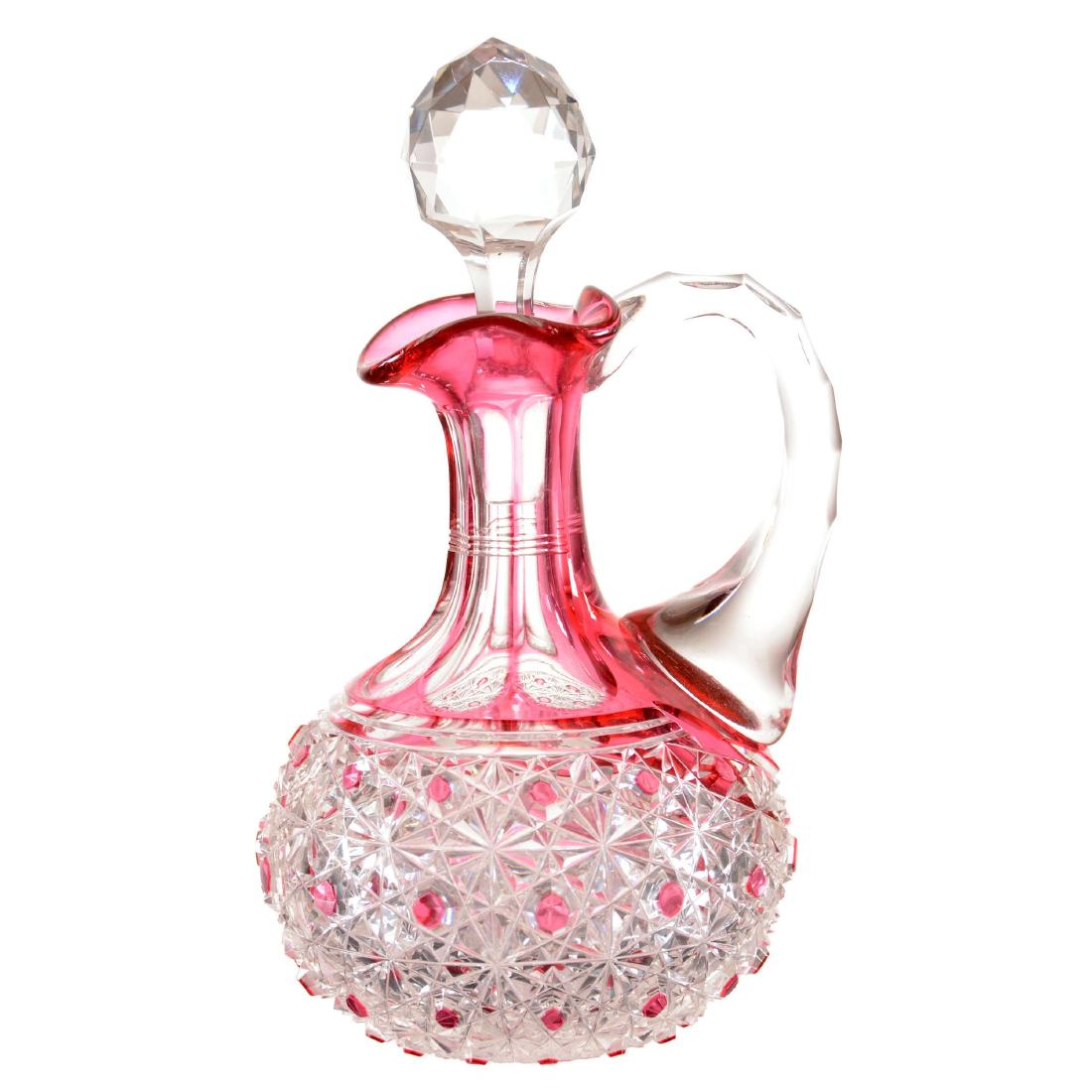 Cruet Bottle - 7" - Cranberry Cut to Clear (1 of 3)