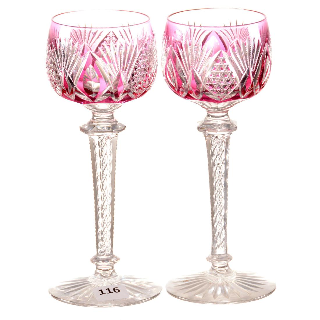 (2) Rhine Wines - 7.5" - Light Cranberry Cut to Clear (1 of 2)