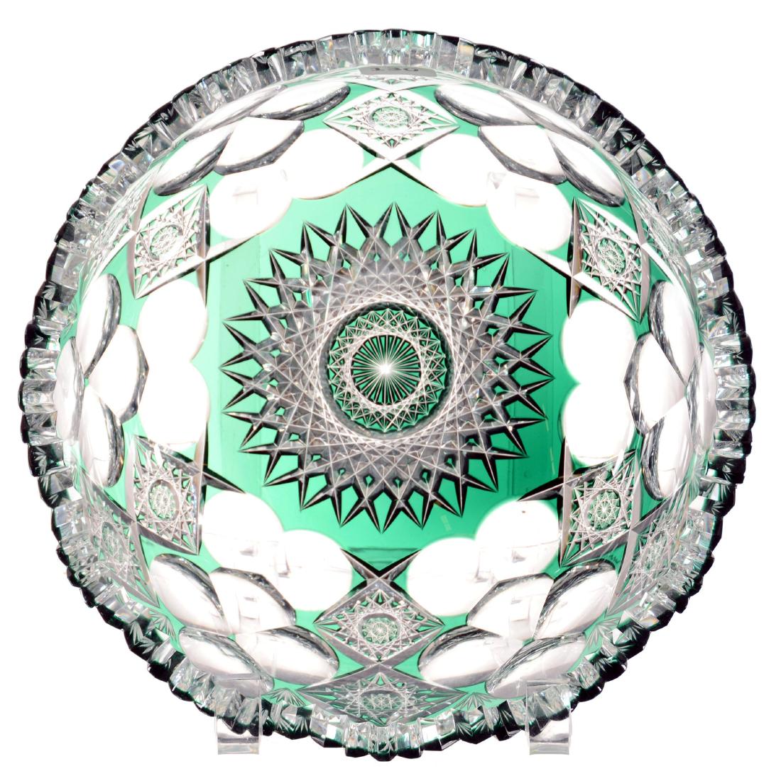 Bowl - 3" X 8.5" - Emerald Green Cut to Clear (1 of 3)
