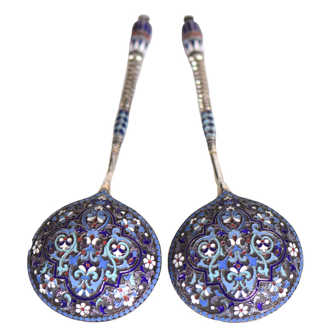 (2) Matching Russian Enamel Ladles - 7" Length (1 of 4)