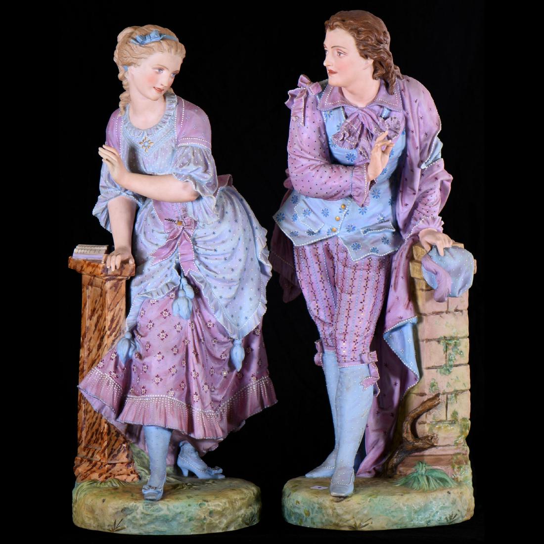 Large Pair French Bisque Figures - 28.5" (1 of 7)