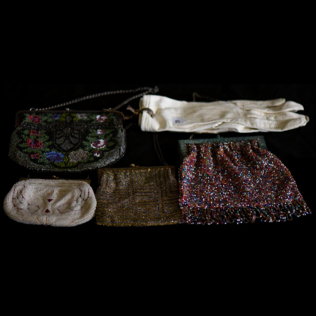 (4) Vintage Beaded Evening Bags & Pair Gloves (1 of 6)