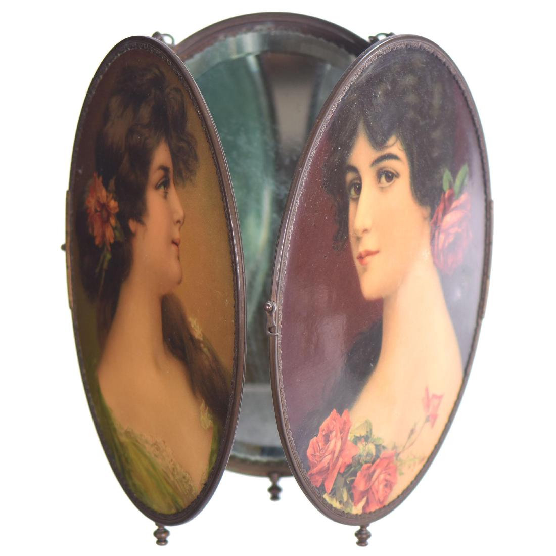 Triptych Mirror with Celluloid Panels - 11" X 26" (1 of 1)