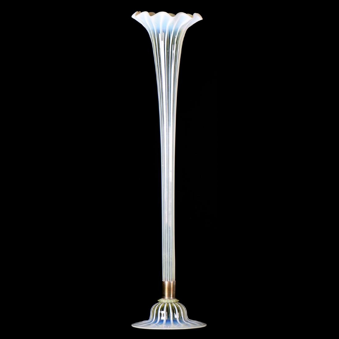 Vaseline Opalescent Art Glass Vase - 45.5" X 11" (1 of 5)