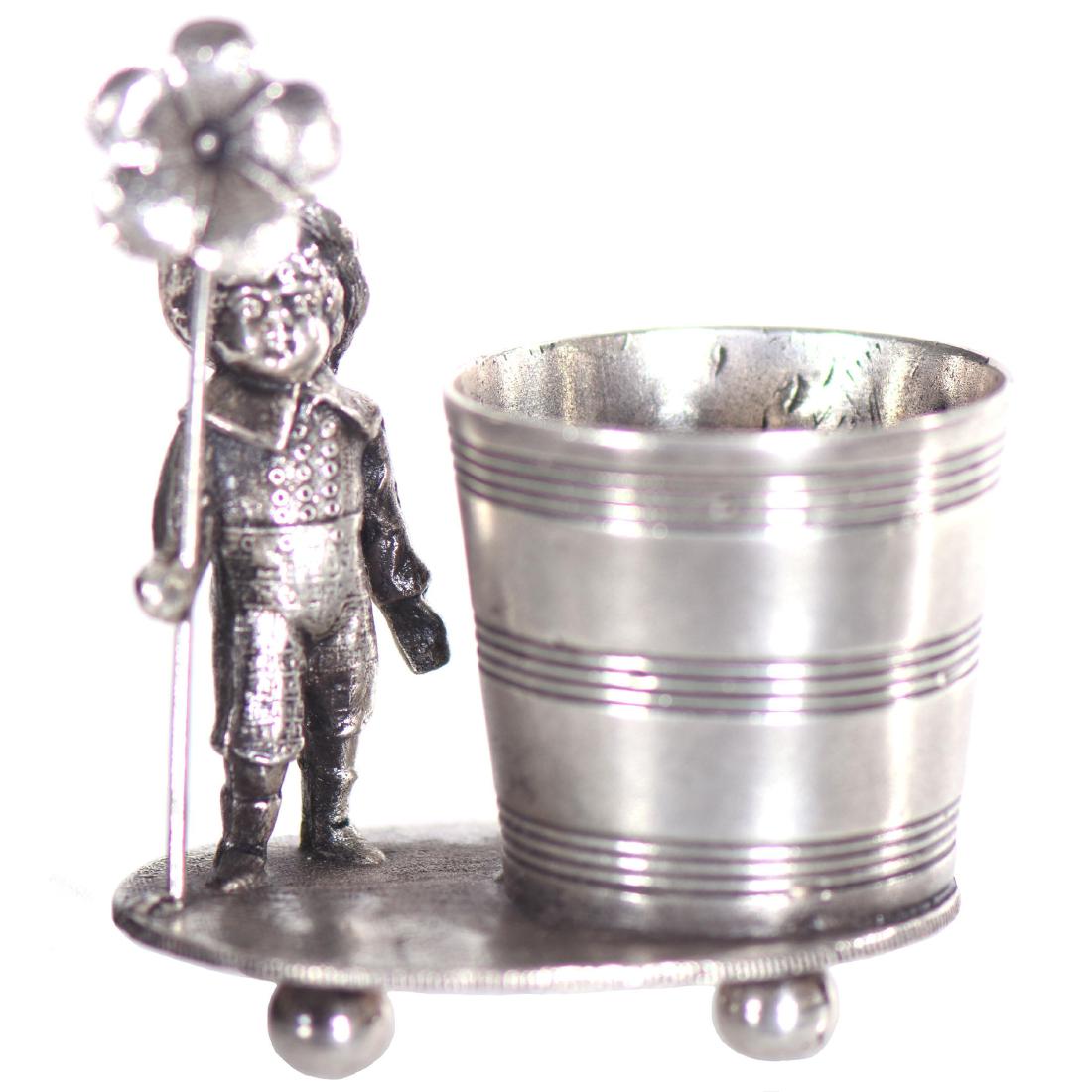 Figural Silverplate Toothpick Holder - 3.5" X 3.25" (1 of 2)