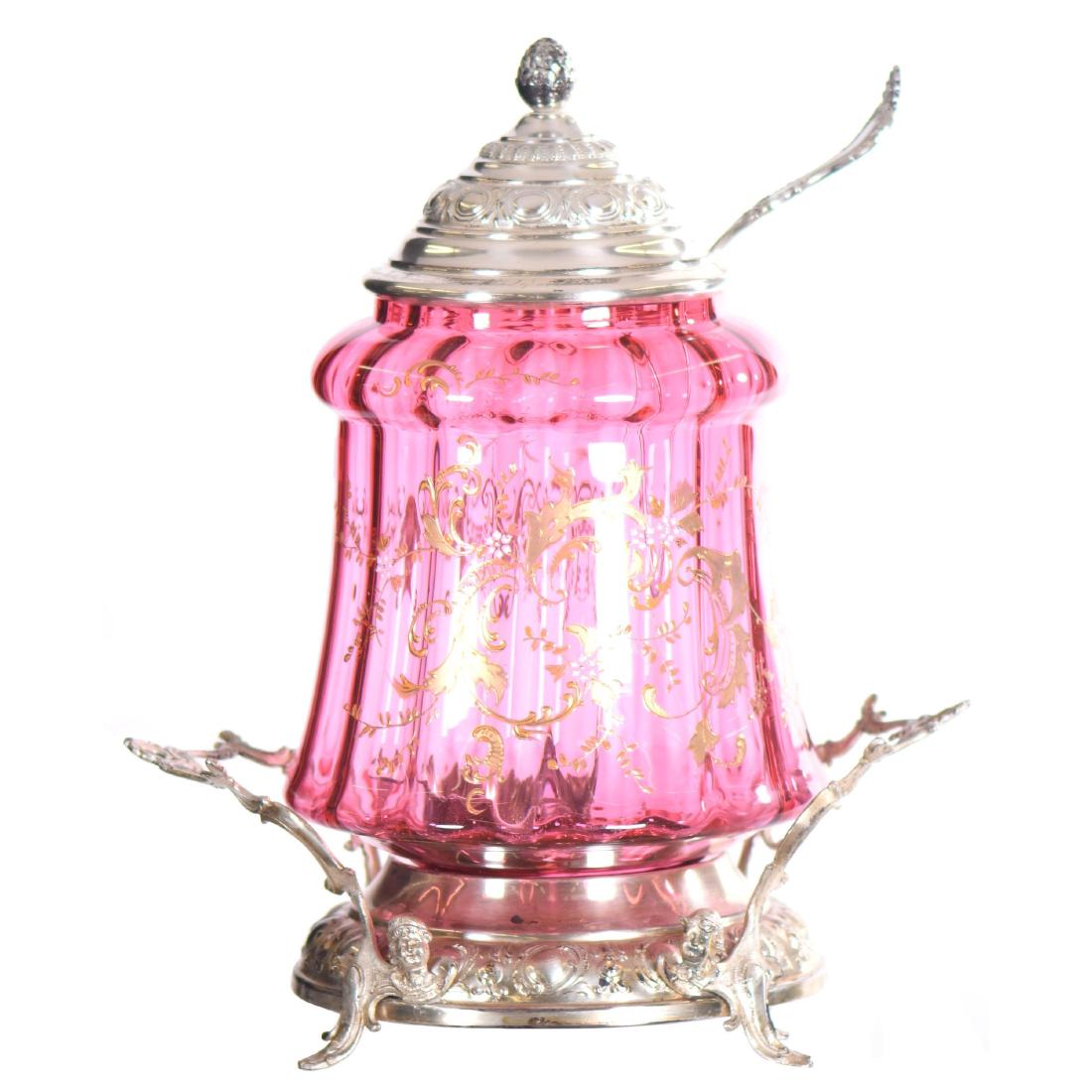 Art Glass & Silver Vintage Punch Bowl - 16.5" X 14" (1 of 4)