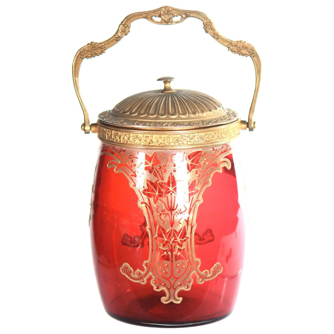 Art Glass Biscuit Jar - 7.5" X 5" (1 of 2)