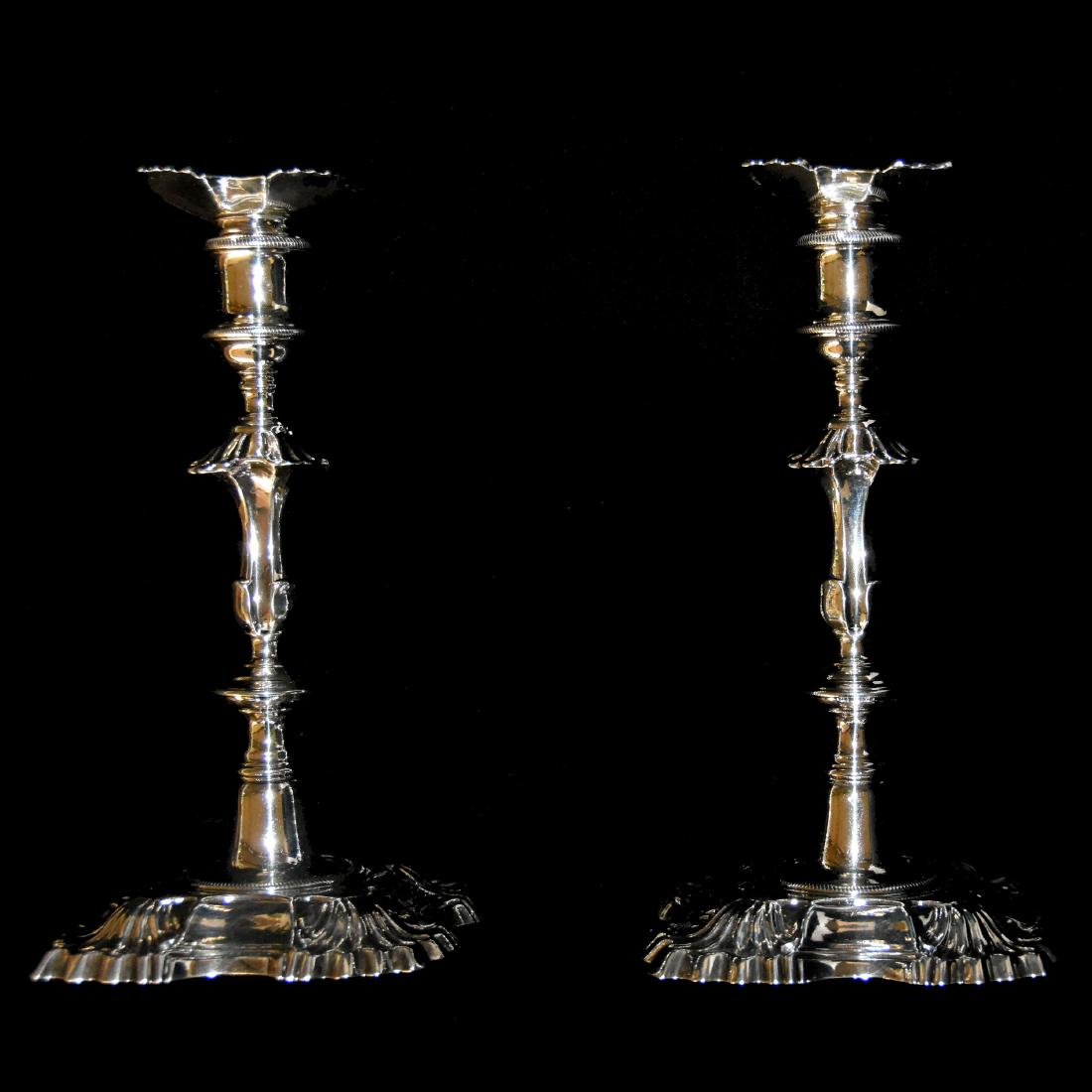 Solid Silver George II Candlesticks 8.5" (1 of 11)
