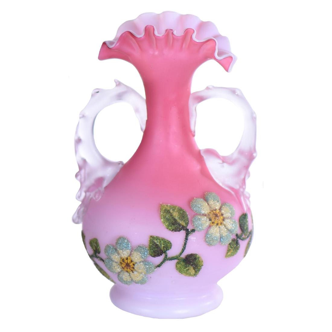 Art Glass Two-Handled Vase - 7" X 4.25" (1 of 3)