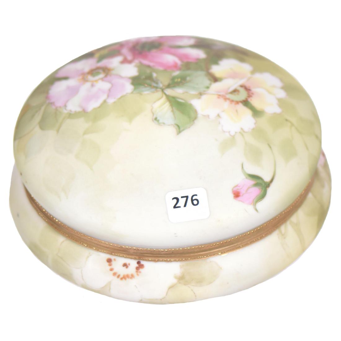 Nippon Dresser Box - Green Wreath Mark - 4" X 7": Nippon Dresser Box - Green Wreath Mark - 4" X 7" Green Tones with Large Poppy Decor
