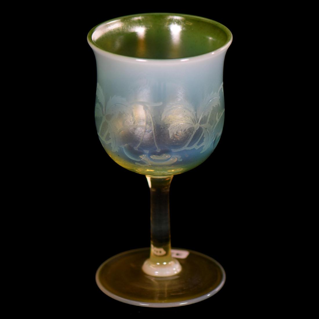 Tiffany Art Glass Goblet - 6.25" X 3.25" (1 of 3)