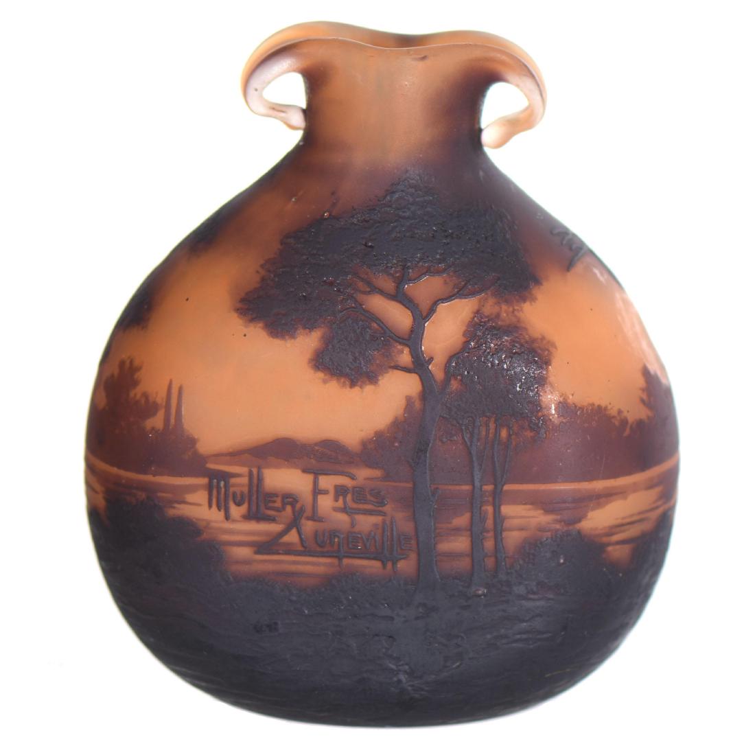 French Cameo Art Glass Vase - 4.75" X 4" (1 of 3)