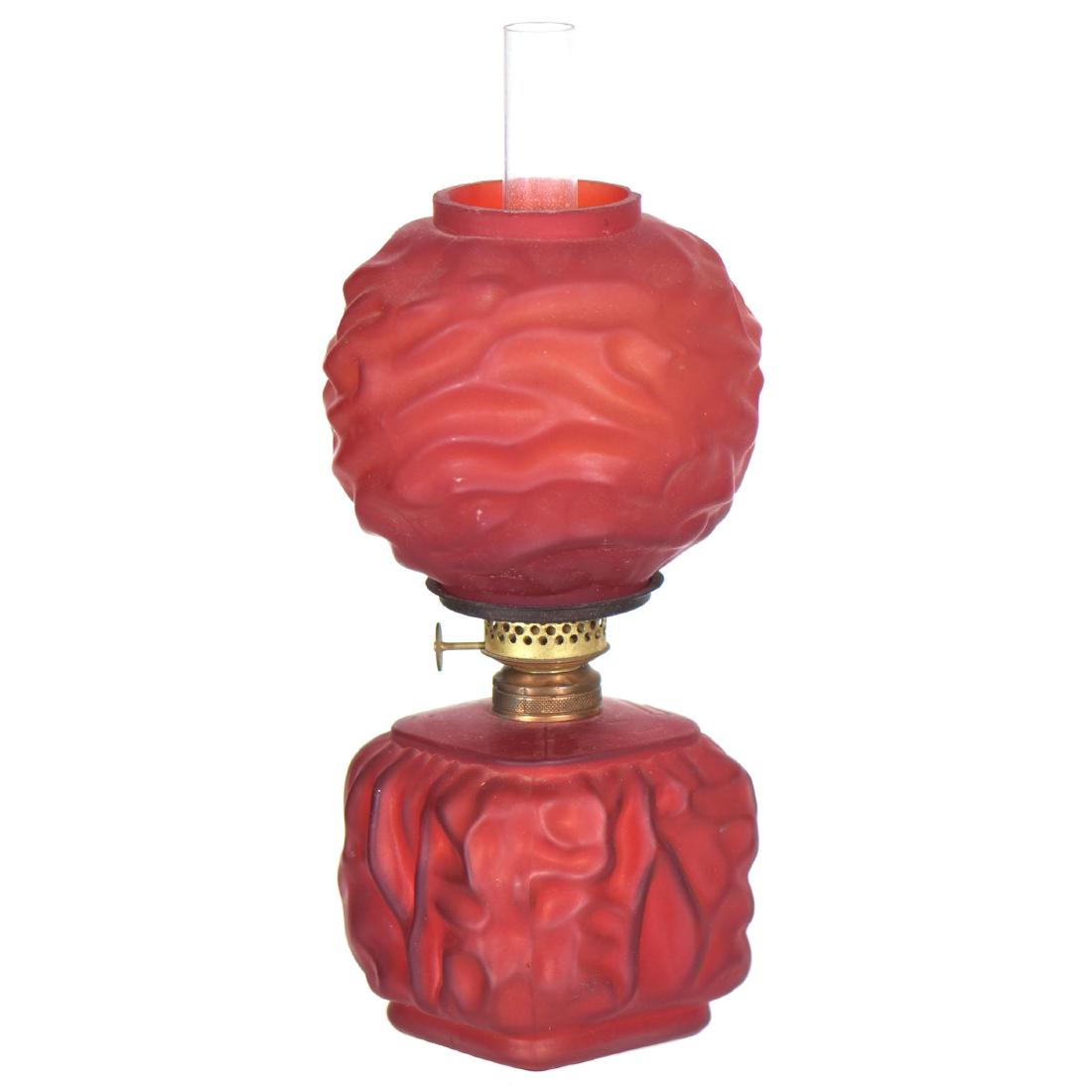 Red Satin Miniature Kerosene Lamp - 8.25" X 4.25" (1 of 3)