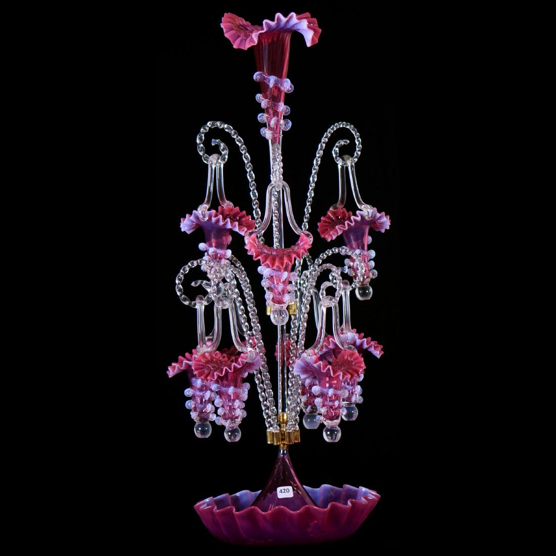 English Art Glass Epergne - 30" X 14" (Widest Point) (1 of 2)