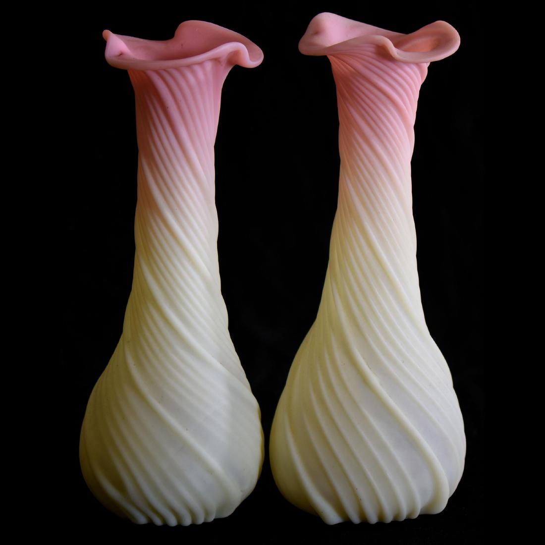Pair Art Glass Vases - 12" X 4.5" (1 of 2)