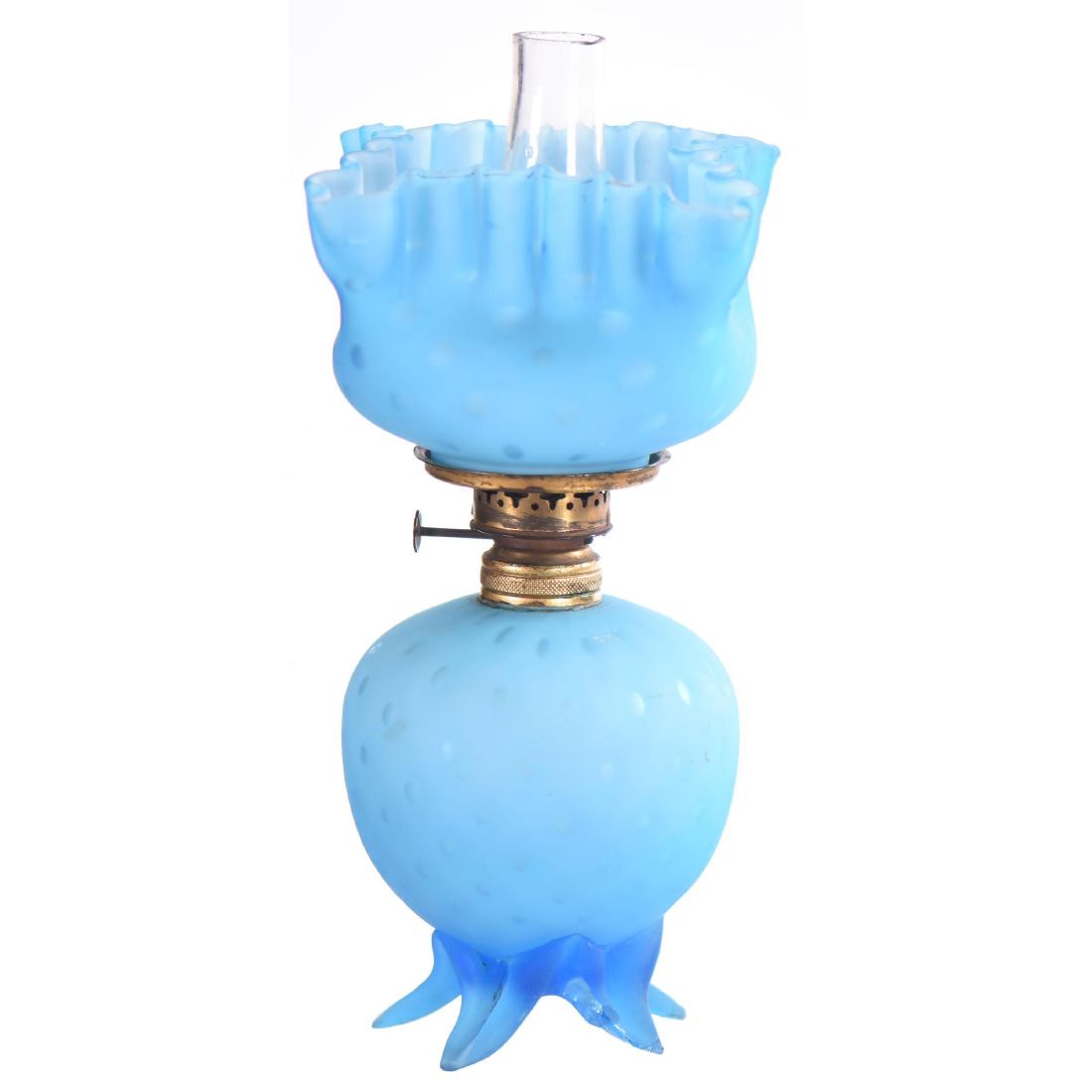 Miniature Art Glass Kerosene Lamp - 8" X 4" (1 of 3)