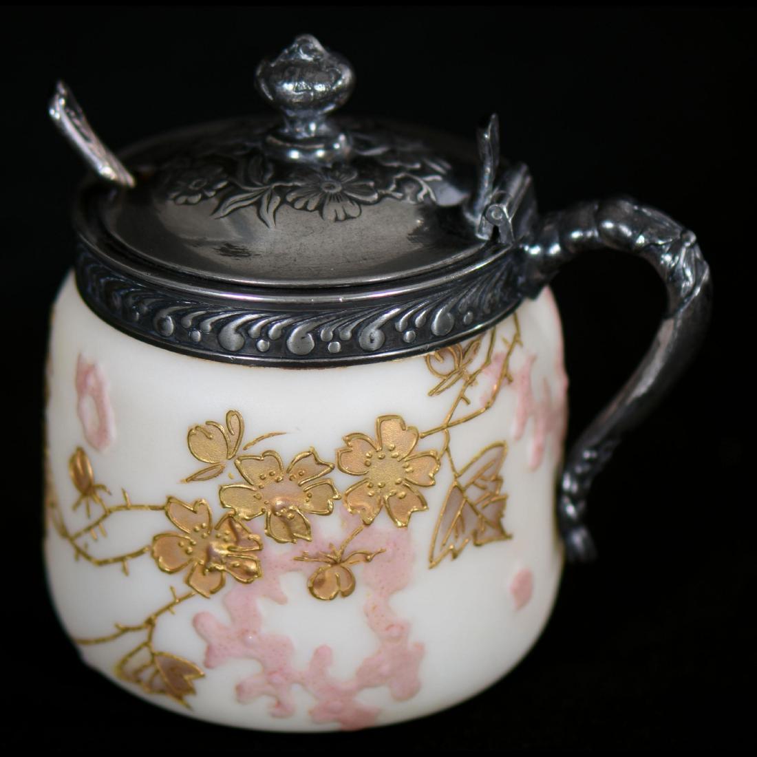 Crown Milano Art Glass Mustard Jar 3.75" X 3.5"