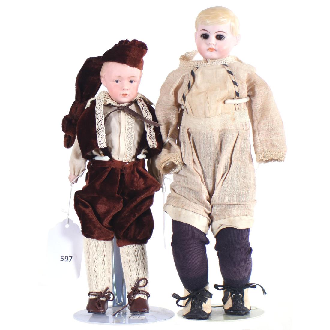(2) German Bisque Head Boy Dolls (1 of 4)
