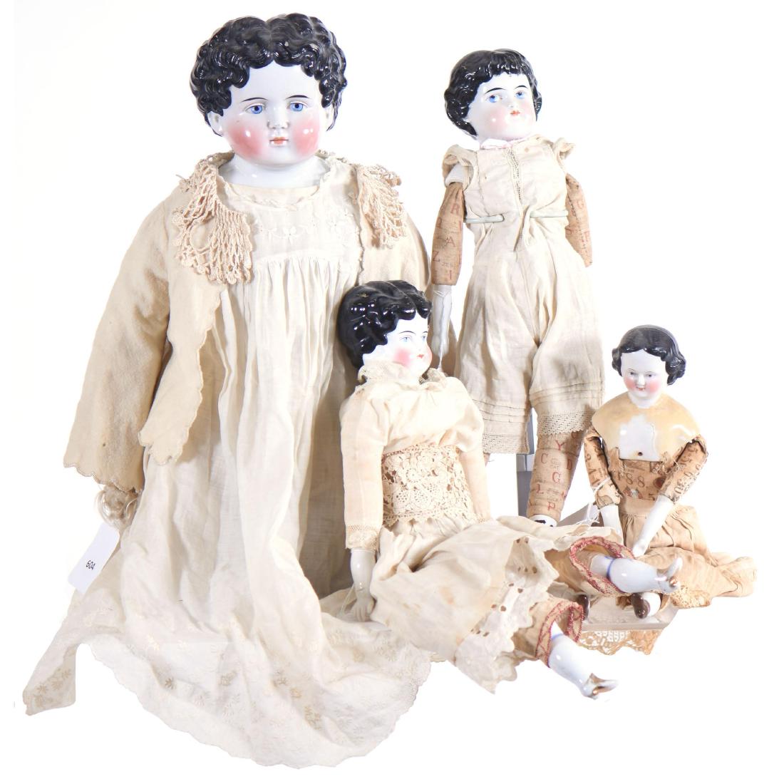 (4) German China Head Dolls (1 of 6)