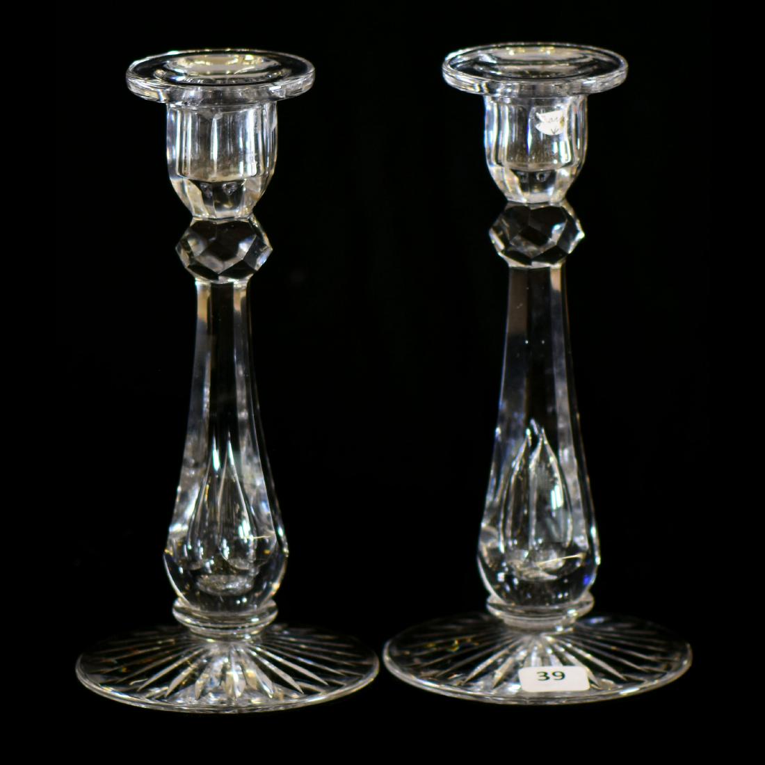 Pair Candlestick Holders - ABCG - 8" - Signed Libbey (1 of 1)