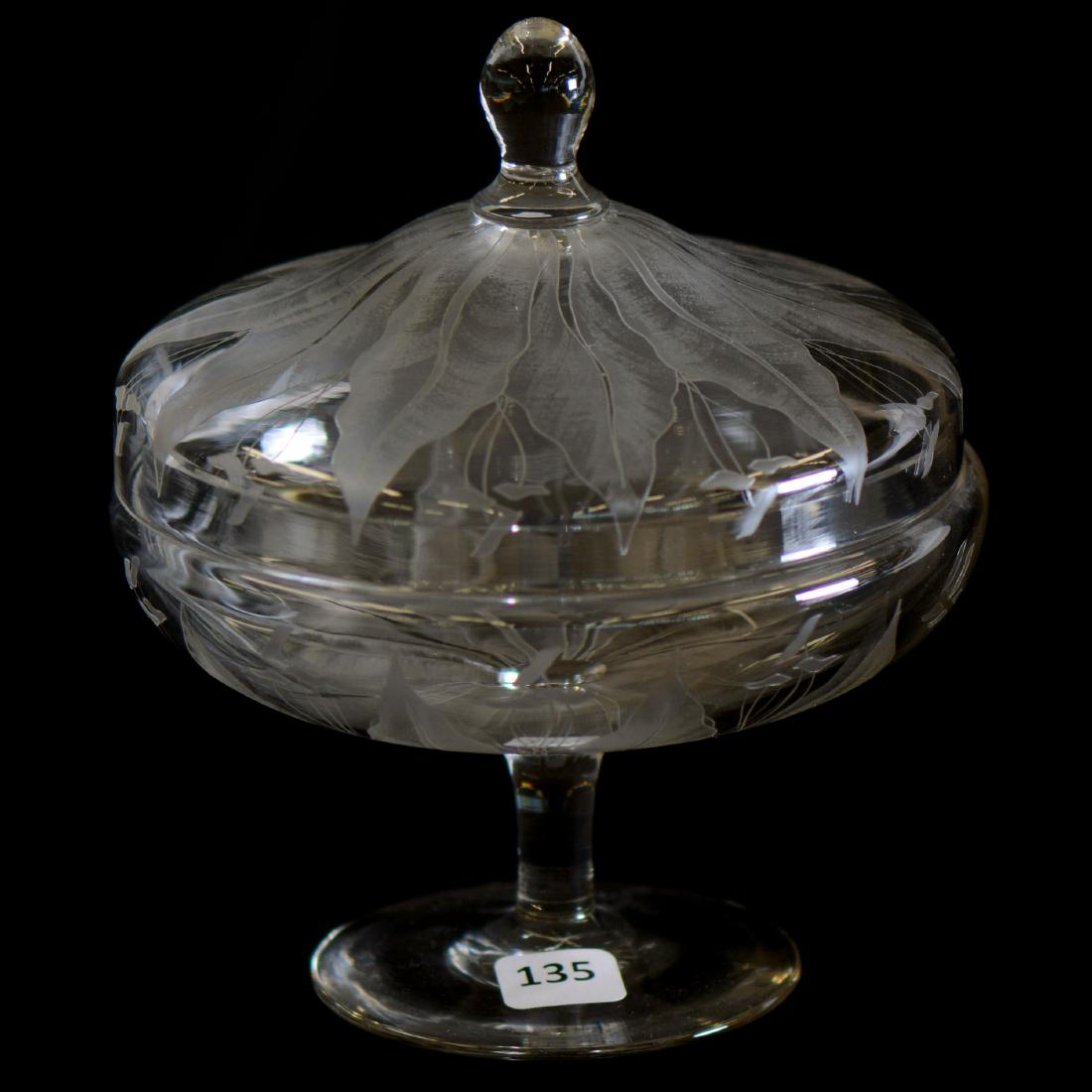 Dorflinger Pedestal Covered Box - ABCG - 7" X 6" (1 of 2)