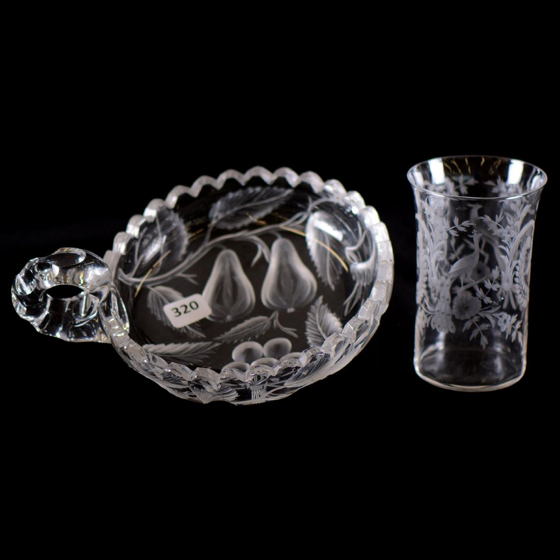 (2) Engraved American Brilliant Cut Glass Items (1 of 3)