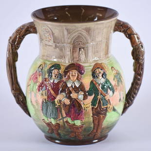 Two-Handled Loving Cup - Royal Doulton - 10" X 10": Two-Handled Loving Cup - Royal Doulton - 10" X 10" -The Three Musketeers by Dumas - The Great Romance of Louis XIII Reign - Limited Edition - #42 of 600 - Circa 1930's - Artist Signed Charles Noke -