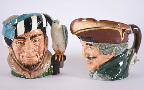 (2) Royal Doulton Toby Mugs: (2) Royal Doulton Toby Mugs -(1) 7.5" Titled "The Falconer #D6533" - (1) 6.5" Titled "Dick Turpin" - to Ensure Every Item Sells, We Have Placed Low Starting Bids on Every Item, and All Items Will Sell