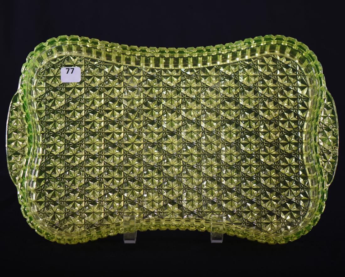 Tray - Vaseline Art Glass - 14.25" X 9" (1 of 2)